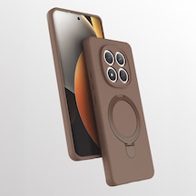 Xiaomi Redmi Note 15 5g Kılıf 360 Derece Döner Standlı Magsafe Kamera Lens Korumalı Silikon Cherena Desert Gold