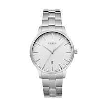 Obaku Denmark V247xdcısc Quartz Çelik Gri Beyaz Kadran Safir Cam 42 Mm Erkek Kol Saati Gri