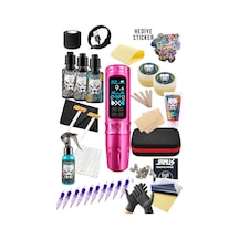 Ava X 4.0 Stroke Pink Kablosuz Dövme Makinesi Seti - Led Ekran Dövme Makinesi Seti