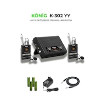 König K-302yy Kablosuz Yaka Mikrofon Çift Yaka Uhf Mikrofon Seti - 8697314964347