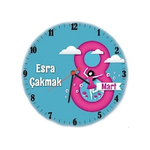 8 Mart Dünya Kadınlar Günü Hediyesi Isimli Cam Duvar Saati