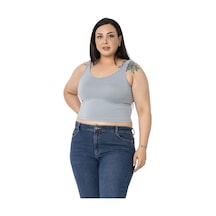 Disentis Büyük Beden Askıları Büzgülü Drapeli Crop Gri Body-gri Gri Disentis Büyük Beden Askıları Büzgülü Drapeli Crop Gri Body-gri Gri
