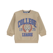 Silversun Kids Silversun 1975 Aslan Baskılı 2-7 Yaş Sweatshirt - Bej