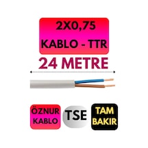 Öznur 2x0,75 Ttr Kablo Metre Seçenekli Beyaz - 24 Metre