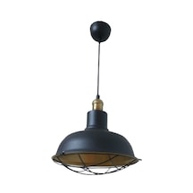Retro Metal Siyah Dekoratif Eskitme Duylu Kafesli Siyah İçi Gold Kafe Mutfak Avize Çap:30 Cm Beyaz