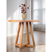 Piramid Natural Ahşap Yemek Masası 90x90 Natural Ayak - Natural Üst