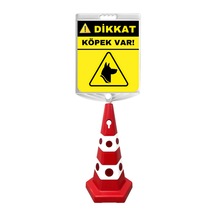 Dikkat Köpek Var Çift Taraf Baskı Kırmızı Ultra Kedi Gözlü Ağırlıklı Koni Seti Trafik Dubası