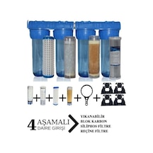 Daire Bina Sayaç Girişi 4 Aşama Arıtma Seti 10" Ağır Kireç Önleyici Yumuşatma Sistemi