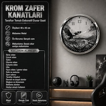 Krom Zafer Kanatları Taraftar Temalı 40 X 40 Cm Metal Duvar Saati