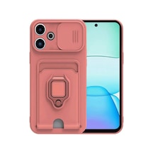 Redmi 13 4g Kılıf Zuma Kartvizitli Yüzüklü Silikon - Pembe İtdark4244