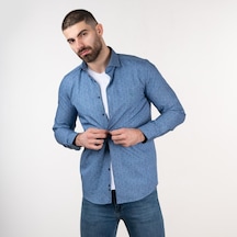 Ecer Slimfit Erkek Desenli Kot Gömlek