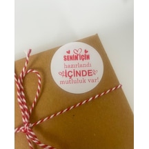 Senin Için Özenle Hazırlandı Kırmızı Yazılı Kalpli 5 Cm Yuvarlak Etiket 100 Adet