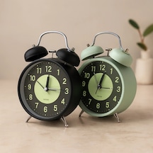 Twin Bell Metal Masa Çalar Saat 11 Cm Pilli, Işıklı, Fosforlu