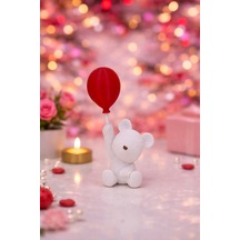 Balon Tutan Oturan Sevimli Romantik Ayı Figürü Sevgililer Günü Hediye Dekoratif Biblo Balon - 822403871