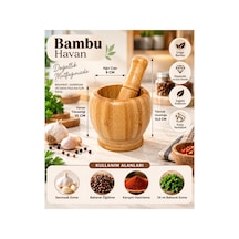 Bambu Havan Sarımsak Ezeceği Baharat Sarımsak Havan