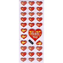 Sticker Kabartmalı Sticker Defter Planlayıcı Etiket Cb503 16x7 Cm- Desenli Kalp Love Çok Renkli