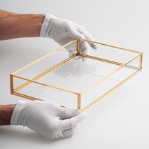 Cam Tepsi Pirinç & Gold 30x20x5cm