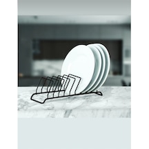 Siyah 9 Bölmeli Metal Tabaklık - Bulaşıklık Paslanmaz Çelik Siyah Diğer