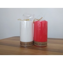 Bozkurt 7*12 Cm Silindir Mum 2' Li Set Kırmızı,Beyaz (471573136)