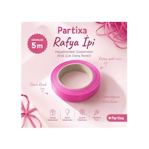 Pembe Rafya İpi - Balon Bağlama Ve Hediye Paketi Süsleme İpi 1 Rulo 5 Metre