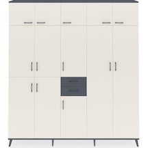 Arges Dolap 10 Raflı 2 Çekmeceli 3 Askılı 220x30x243 Antrasit-aytaşı/antrasit Aytası/antrasıt