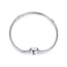 Chavin Gümüş Kaplama 19 cm. Charm Kalp Bileklik eh01by-19 Gri