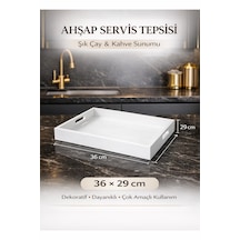 Ahşap Servis Tepsisi 36 29 Cm beyaz