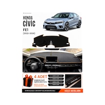 Honda Cıvıc Fe1 2022-2026 Uyumlu Torpido Örtüsü, Torpido Kılıfı - Siyah Kahverengi
