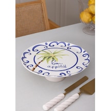 The Mia Palma Ayaklı Servis Tabağı 30x10 Cm Çok Renkli