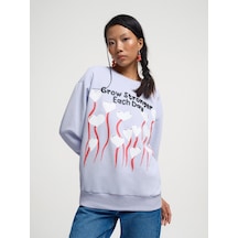 Oversize Kadın Sweatshirt Lila