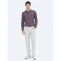 Kip Ekru Düz Dokuma Slim Fit Casual Pamuk Karışımlı Pantolon Ekru