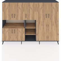 Hyperion Dolap 13 Raflı 7 Kapaklı 220x44x163 Antrasit-çam Antrasit-çam