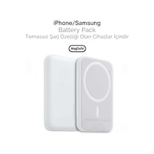 İphone 15 / 16 / 17 Uyumlu Magsafe Kablosuz Powerbank 5000 Mah Wireless Taşınabilir Batarya Şarj Aleti Çok Renkli