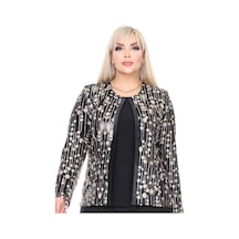 Ladies First Büyük Beden 3926 Siyah-altın Ceket+bluz Takım 001