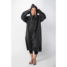 1 Adet Kadın Erkek Yağmurluk Kapüşonlu Çıtçıtlı Eva Siyah Yağmurluk Çok Renkli