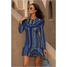 Store Bisiklet Volanlı Yaka Elbise Kollu Uzun Çok Renkli - 935915938 Çok Renkli