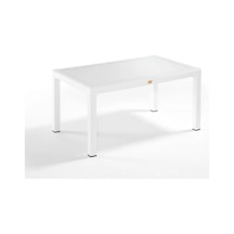 Camlı Beyaz 90x150 Cm Rattan Bahçe Balkon Masası Beyaz