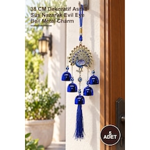 5 Adet Metal Nazar Boncuğu Çan 38 Cm Dekoratif Asma Süs Nazarlık Evil Eye Bell Metal Charm Diğer