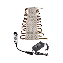 20 Adet 12 Volt Samsung 0.72 Watt 3 Lensli Rgb Led Modül Bluetooth Kumanda 5a Plastik Adaptör Set