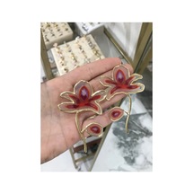 Kırmızı Ve Gold Detaylı Küpe Çok Renkli