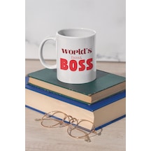 The Office Worlds Best Bos-s Mıchael Scot T Baskılı Kupa Bardak Beyaz-kırmızı