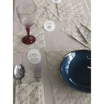 Sofra Takımı Orion Gardenya Keten Yemek Takımı 160x260 Masa Seti 26 Parça Runner Set Kapiçino Çok Renkli