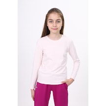 Toontoy Kids Toontoy Kız Çocuk Bisiklet Yaka Uzun Kollu Tişört Pudra