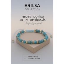 Sertifikalı Dorika Firuze Doğal Taş Bileklik Güçlü Ol, Fark Yar Çok Renkli