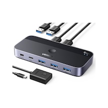 Usb Anahtarı 2pc 3.0 Switcher C 2'si 4 Çıkışlı, Masaüstü Denetleyicisi Kvm 2 A'dan A'ya Kablolu Alüminyum Muhaf