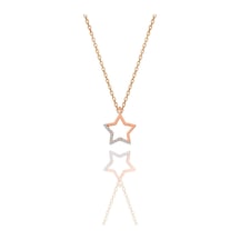 Gümüş Rose Zirkon Taşlı Yıldız Kolye (534984917)