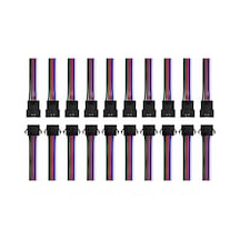 10'lu Set 5 Pin Kilitli Konnektörlü Kablo Takımı Erkek Dişi Rgb Rgbw Led Şerit Bağlantı Kablosu 5 Pin Led Soket