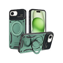 Apple iPhone Uyumlu 16e Kılıf Joy Lens Standlı Kapak - Koyu Yeşil Bzsxx00 1