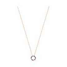 Renkli Taşlı Minik Halka Gümüş Kolye Rose Gold