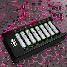G890 8'li Pil Şarj Aleti + 8 Adet Aaa 900 Mah Şarj Edilebilir Aaa İnce Şarjlı Kalem Pilli Set 1.2v Ni-mh